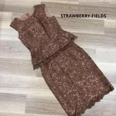 ケミカルレース　セットアップ　キャメル　ぺプラム