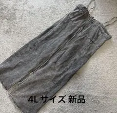 フロントジップブラックウォッシュデニムキャミロングワンピース4L新品