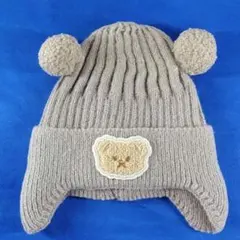 ニット ベビー 赤ちゃん 帽子 冬用 耳あて 幼児 ニット帽 刺繍 クマ