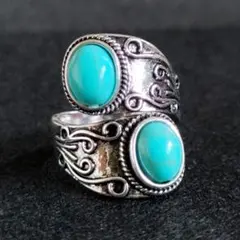 ターコイズ ヴィンテージ シルバーリング　 調節可能　即購入OK