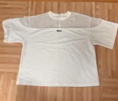 【FUN】シアー素材 半袖Tシャツ ホワイト