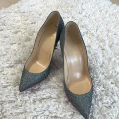 EU38 クリスチャン ルブタン ヒール Glitter シルバー 373A EU38 クリスチャン ルブタン ヒール Glitter シルバー 373A - メルカリ