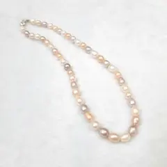 淡水真珠　パールネックレス　ライス　約6-7mm 約40cm　マルチカラー