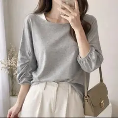 AuieF グレー カットソー 七分袖 レディース 38 M