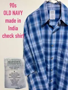 【インド製】90s OLDNAVY チェックシャツ 半袖 旧タグ