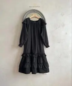 monbebe ブラック　ワンピース　ママ　秋服　春服　長袖　未使用　mom