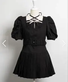 新品 pium ヨークリボンティアードフリルミニワンピース ブラック