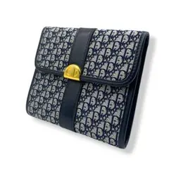 クリスチャン・ディオール トロッターライン 二つ折り財布 ゴールド金具