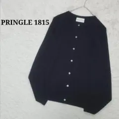【プリングル1815】ニットカーディガン 袖編み クルーネック ネイビー三陽商会