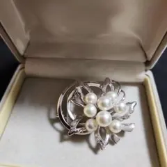 皇室御用達】 MIKIMOTO ミキモト ブローチ パール シルバー 帯留