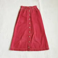 PINK HOUSE デニム　スカート　赤　前ボタン　Aライン　レッドのサムネイル