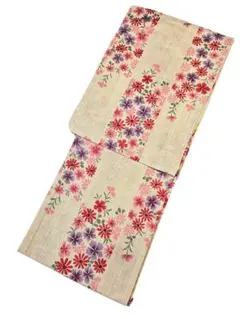 原宿印 浴衣反物 綿100% 花柄 ベージュ - メルカリ