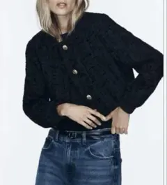 ZARA テクスチャー ボンバージャケット ツイード