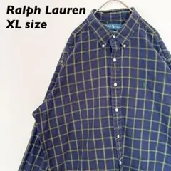 ラルフローレン　長袖シャツ　ボタンダウン　チェック　カラーポニー　男女兼用　XL