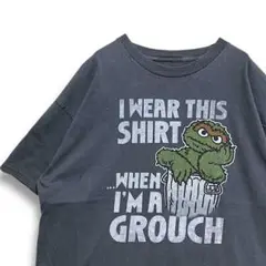 ヴィンテージ　セサミストリート　グローバー　ブラックアウト　古着　Tシャツ　黒 ヴィンテージ セサミストリート アーニー ブラックアウト 古着 T