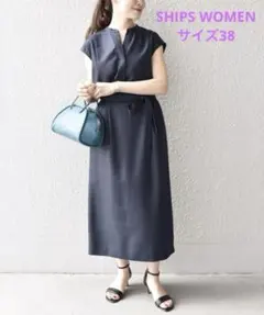 【美品】SHIPS WOMEN リネンライクスラブワンピース サイズ38のサムネイル