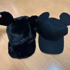 ミッキー　耳付き帽子2個セット