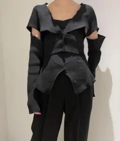 美品！CFCL POTTERYリブ編み カーディガン 長袖 グレー - メルカリ