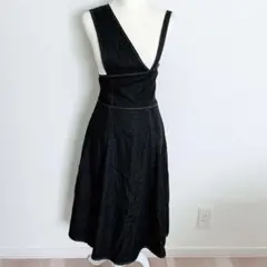 MURUA（ムルーア）　アシンメトリー　デニムロングスカート 黒系