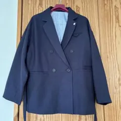 ネイビー ダブルブレスト テーラードジャケット