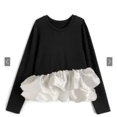 未使用 GRL gn524 バルーンフリルドッキングスウェットトップス ブラック