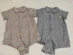 双子/branshes/ストライプ襟付きロンパース 70cm 2点セット