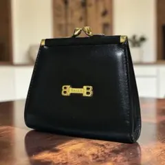 美品✨BALLY がま口 コインケース レザー 黒 ゴールド金具 ヴィンテージ