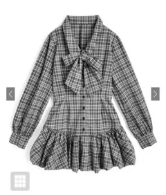 GRL リボン付き2Wayチェック柄バルーンミニワンピース[ta286a]