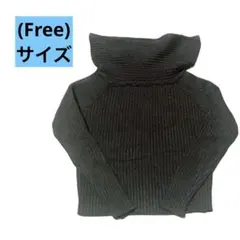 レディース　ブラック　ニット　ストライプ　ハイネックセーター　古着　匿名発送