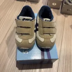 箱あり⭐︎ ASICS キッズシューズ ベージュ/ネイビー 14.5cm