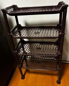 【未使用品】4段 折りたたみ 収納ラック ブラウン 組み立て式