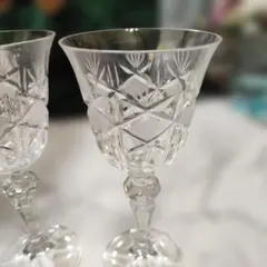 BOHEMIA 　ボヘミアグラス　カットクリスタル ワイングラス 2個セット