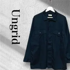 Ungrid アングリッド　無地　カジュアル　シャツ　ネイビー　紺　ゆったり