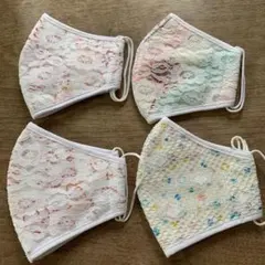 ハンドメイド マスク 小学校低学年 子供用 給食用 花柄 5枚セット