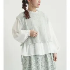 【TUHARU by Samansa Mos2】麻綿透かし柄前後着ニットベスト