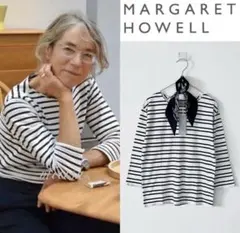 極美品 マーガレットハウエル 23SS コットンリネンシャツ セーラー