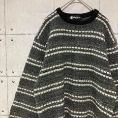 ボーダーニット グレー