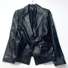 【美品】SUPREMA　レザーテーラードジャケット 本革 ブラック イタリア製