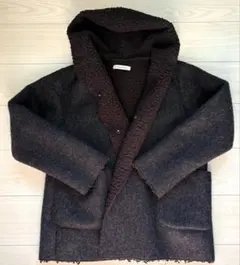 フード付きボアジャケット グレー