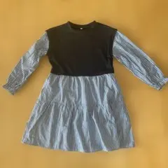 GU ストライプ柄 長袖ワンピース 130