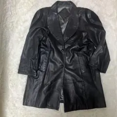 【極上品】シープスキン レザージャケット 黒 L 羊革 本革 ネイティブ柄