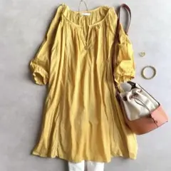 美品▲定価2.4万▲ATONエイトン//コットンロングカーディガン▲シアー 黄色 美品△定価2.4万△ATONエイトン//コットンロングカーディガン△シアー