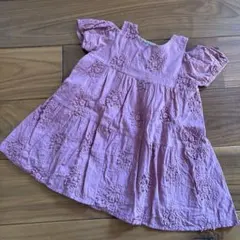 petit main ピンク 刺繍 半袖ワンピース 90cm