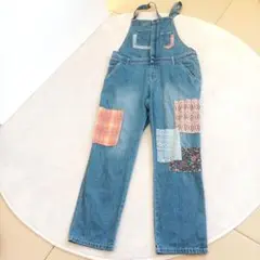 チチカカ デニムブルー パッチワーク オーバーオール サロペット Lサイズ