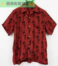 ＊EVISU レーヨン 骸骨 家紋 総柄 アロハシャツ 開襟シャツ 日本製 38のサムネイル