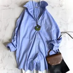 美品＊ドゥーズィエムクラス ロングレギュラーシャツ 定価2.4万円 ブルーのサムネイル