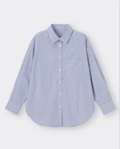 GU ストライプオーバーサイズシャツ 長袖 ブルー M