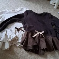 ペプラム リブ リボン トップス