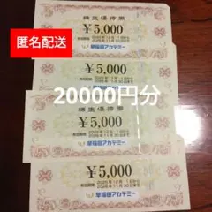 早稲田アカデミー 株主優待券 20,000円分