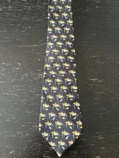 CHAPSラルフローレン　犬　ダックスフンド　刺繍　総柄　JGD ネクタイ　濃紺 CHAPSラルフローレン 犬 ダックスフンド 刺繍 総柄 JGD ネクタイ 濃紺